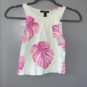 Leaf print Forever 21 cropped tank top